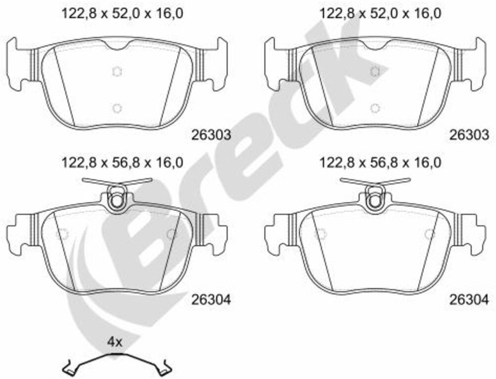 Breck Set di pastiglie freno 26303 00 704 00