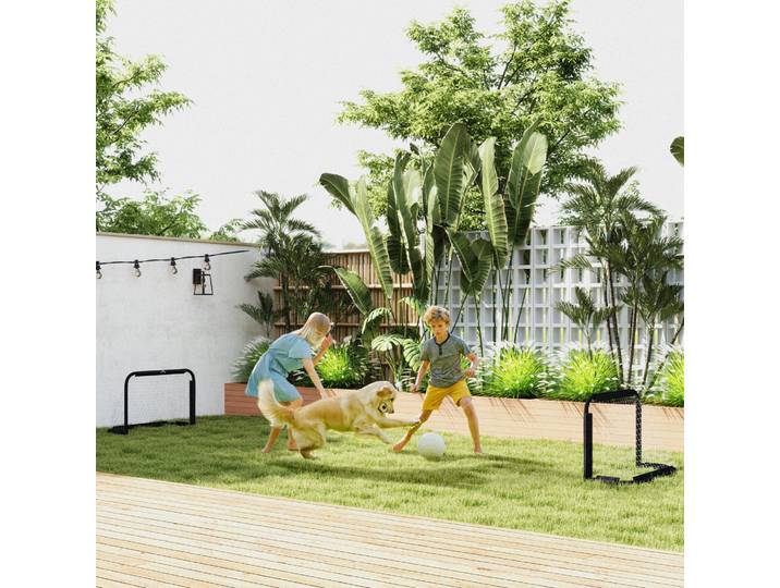 HOMCOM Mini Buts de Football Pliables Métal 90x36x60cm Noir