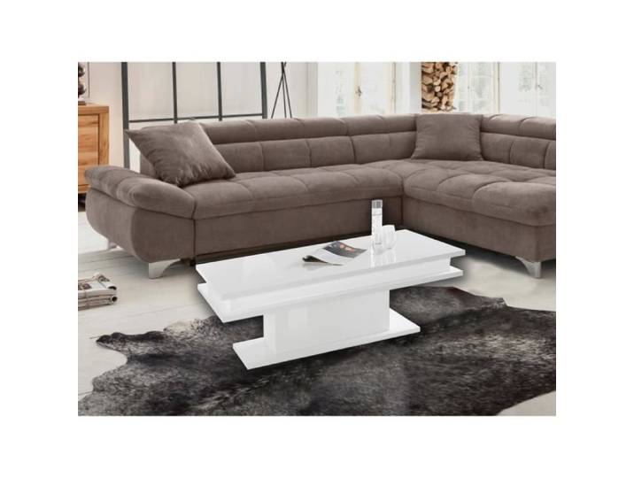 Dmora Table basse Made in Italy Table de salon 100x55h42 cm couleur blanc brillant