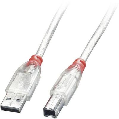 LINDY USB-Kabel USB 2.0 USB-A Stecker, USB-B Stecker 5.00 m Transparent 41755