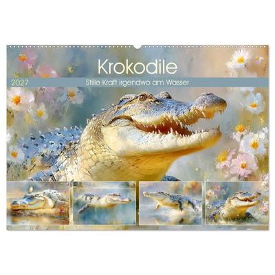 Krokodile. Stille Kraft irgendwo am Wasser (Wandkalender 2027 DIN A2 quer), CALVENDO Monatskalender