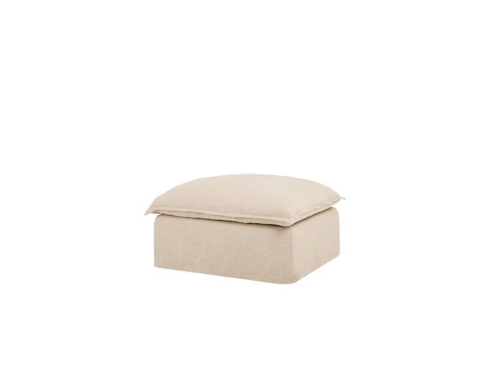 Pouf en coton et lin déhoussable beige 92x72cm