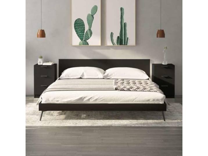 HEFZGDB Nachttische 2 STK. Schwarz 40x36x65 cm mit 3 Schubladen Stauraum, robuster Holzwerkstoff, Moderne Beistelltische für Schlafzimmer, stabile Nachttisch-Kommode mit Wandhalterung