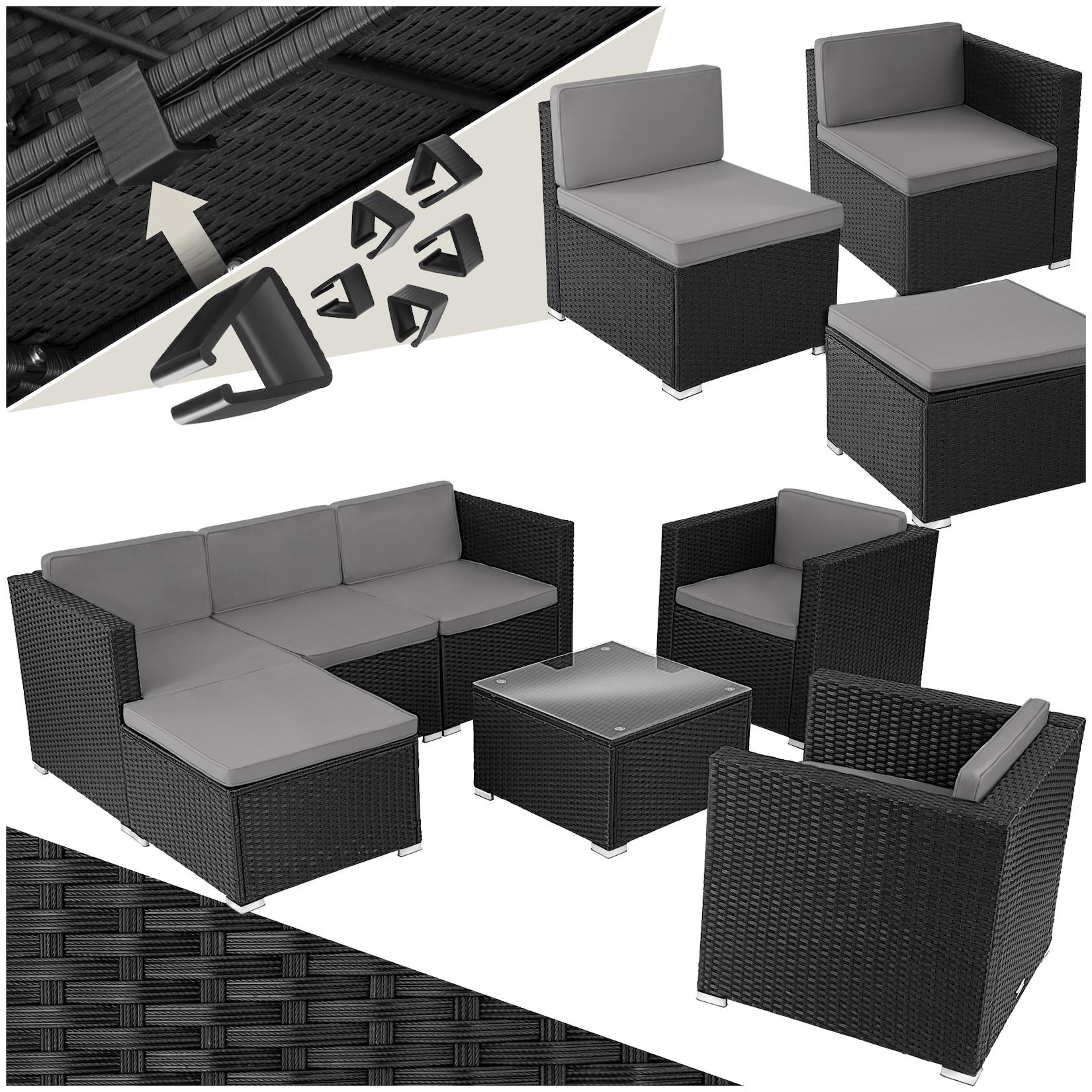 tectake® Rattan Lounge, für 5 bis 6 Personen, UV-beständig, variabel aufstellbar