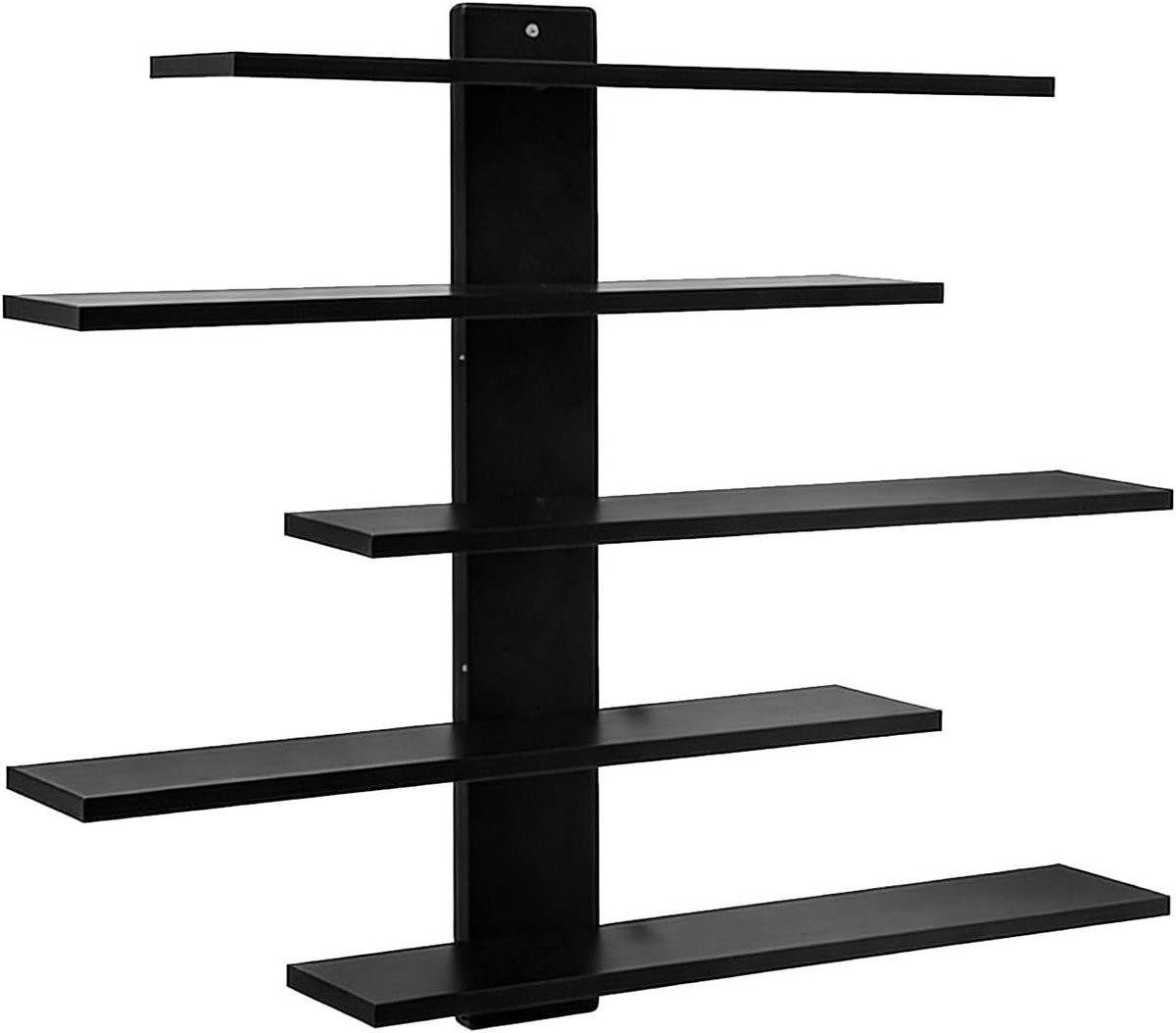 Zwart Houten Wandrek met 5 Lagen voor Decoratie en Beeldjes
