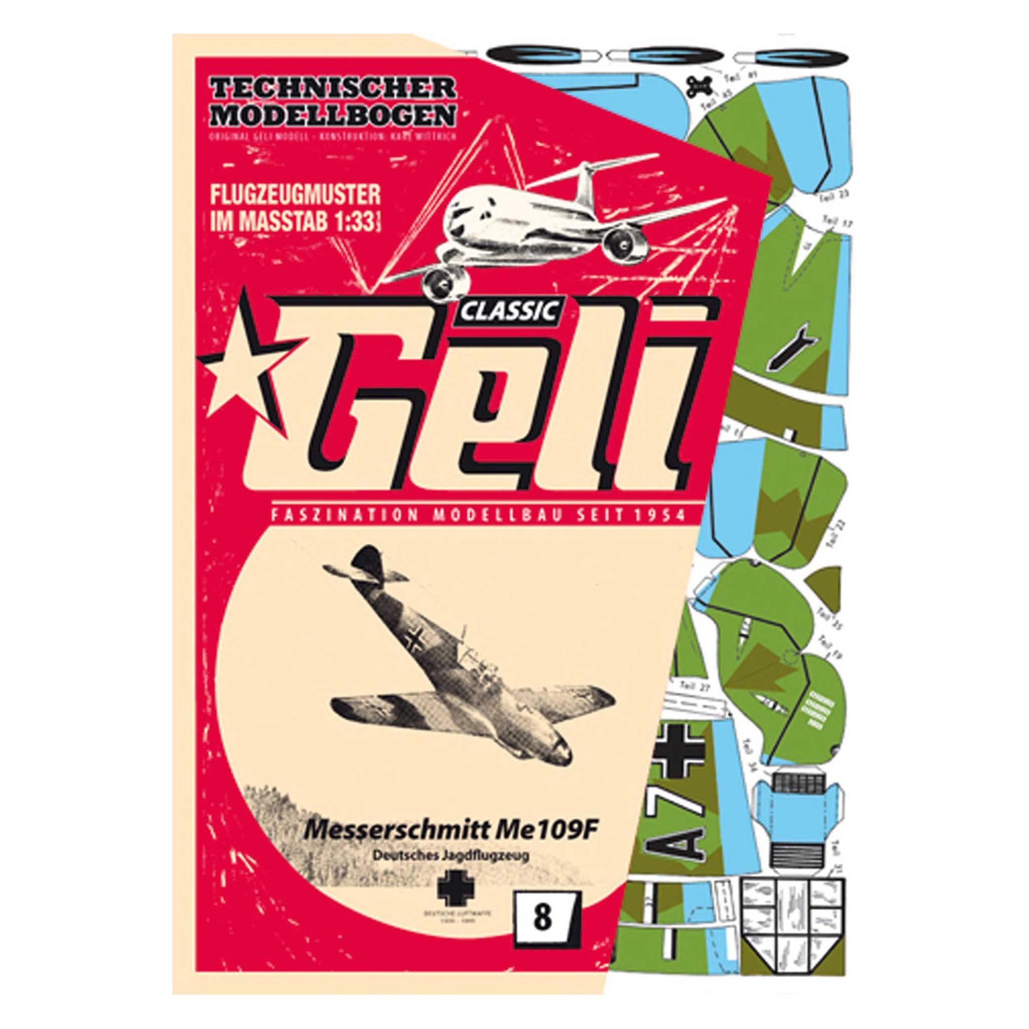 Geli messerschmitt me-109 kartonmodell (Motorflugzeug) (34008)