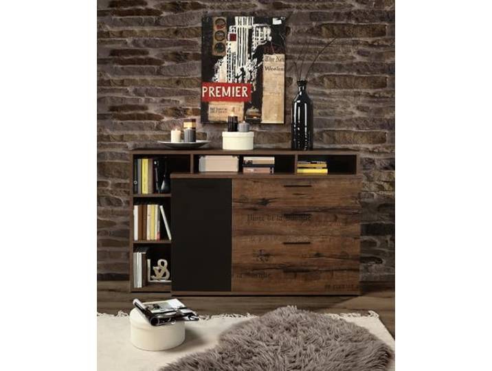 möbelando Kommode >Jacky < in braun,schwarz - 153,1x98,5x41,3cm (BxHxT)