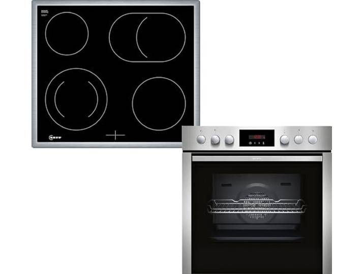 NEFF EDX4P0, Herd-Set bestehend aus E2CCG6AN3 Herd, 60 x 60 cm, Pyrolyse-Selbstreinigung, CircoTherm, LED-Display & M13R42N2 Elektrokochfeld, Bräterzone, Edelstahlrahmen