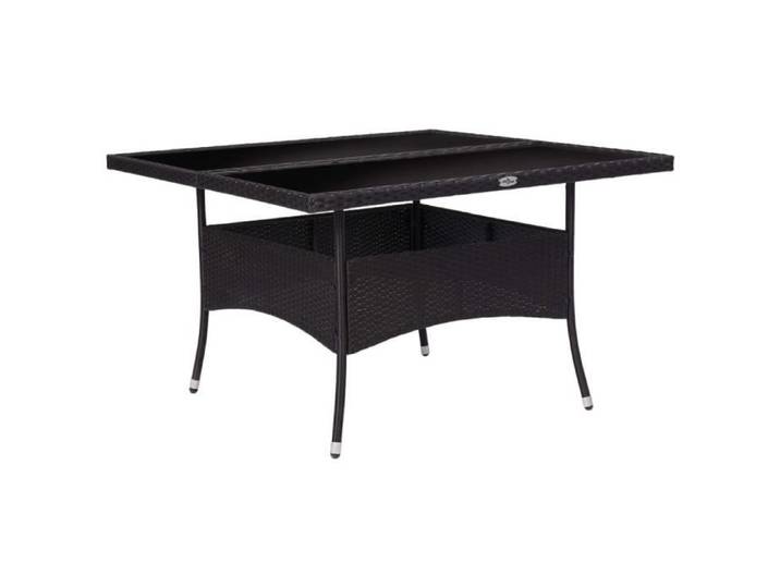 Table à dîner d\\\'extérieur Noir Résine tressée et verre 46189