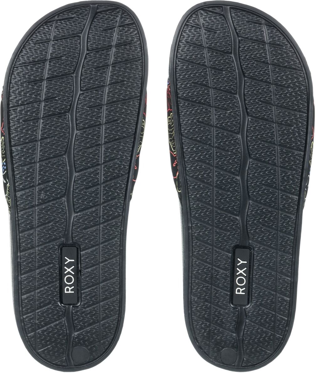 Sandale ROXY "Slippy Ii", Damen, Gr. 7(37), schwarz (schwarz multi camo), Obermaterial: 100% Synthetikmaterial / Futter: 100% Textil / Aussensohle: 100% EVA., Schuhe Sandale schwarz multi camo 7(37)