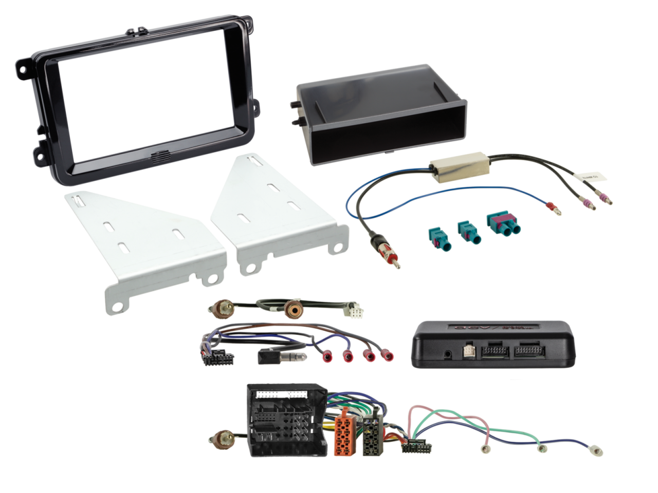 ACV 2-DIN Kit mit Fach Skoda/VW Klavierlack 52Pin i-dapter