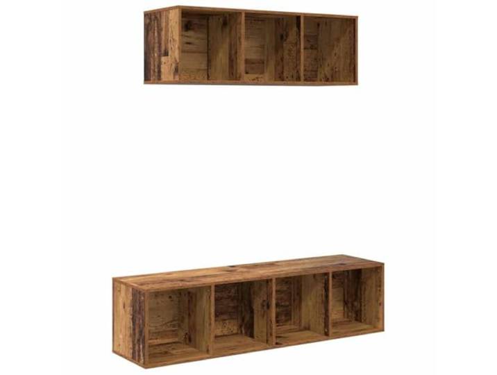 hliofuir TV-Schrank Wandmontiert 2er Set Hängend Altholz-Optik Praktische Hängeschränke für Wohnzimmer und Schlafzimmer, 7 Regalfächer bieten geordneten Stauraum für Mediengeräte.