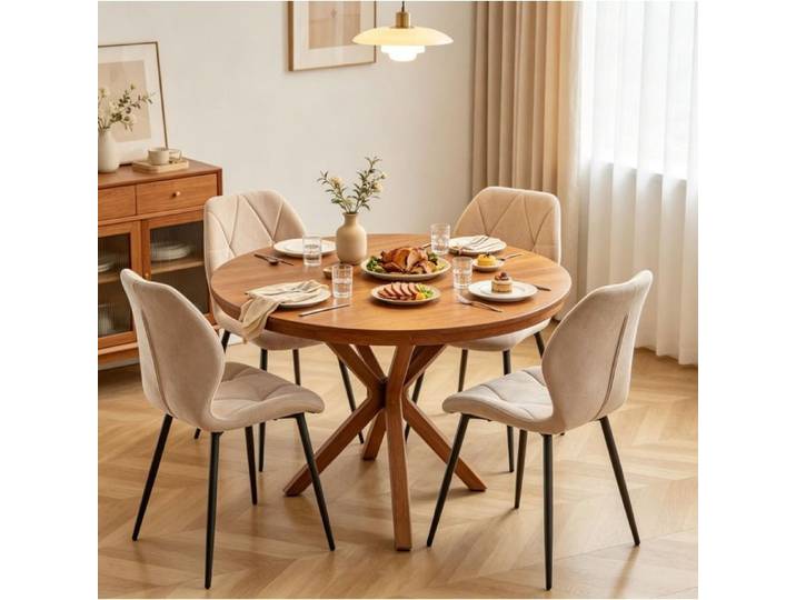Lot de 4 Chaises Modernes Beiges - Design Contemporain avec Dossier Ergonomique