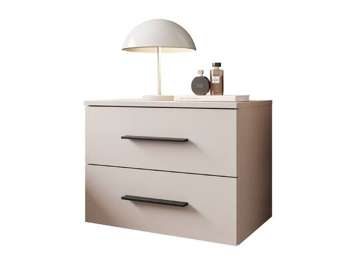 Lookway Nachttisch LINA 2S Kaschmir Hängender Nachttisch mit LED-Beleuchtung (1x Nachttisch), 55x42x37 cm
