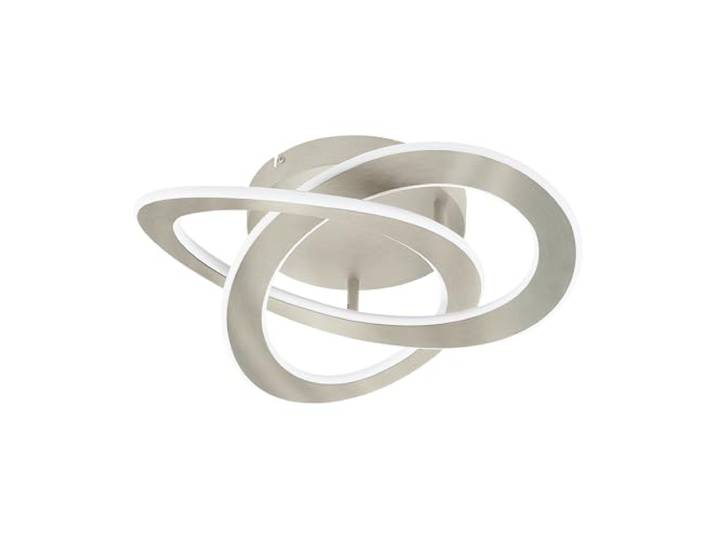 Eglo Luminaire plafonnier LED Rolimare\, lampe de plafond au design anneaux incurvés\, lampe de salon originale en aluminium nickel mat et plastique blanc\, blanc neutre