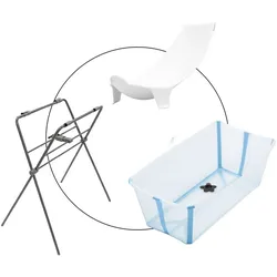 Stokke® FLEXIBATH Badewanne inkl. Badewannensitz Newborn Support und Badewannenständer, blau