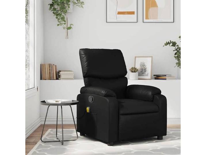 NEW 2026  Fauteuil Massant inclinable - Chaise simple - Multifonctionnel - noir similicuir 75x99x99 cm L3411