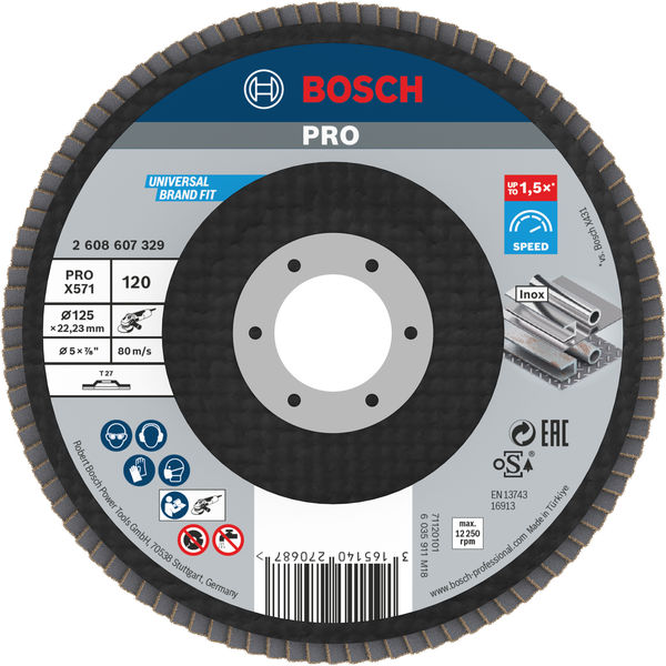 Bosch PRO X571 Fächerschleifscheibe, 125 mm, G120 2608607329
