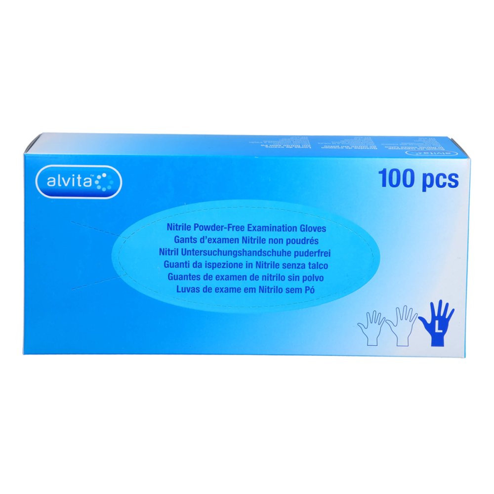 Alliance Healthcare Deutschland GmbH Alvita Nitril Unt.handschuhe unsteril puderfrei L 11309315