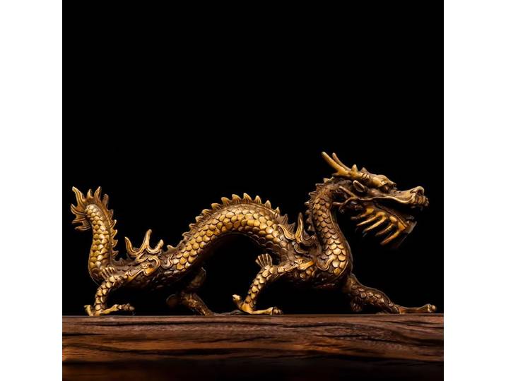 Statue de dragon en cuivre Feng Shui, cinq éléments, symboles eau, feu, terre, décoration de bureau et de maison