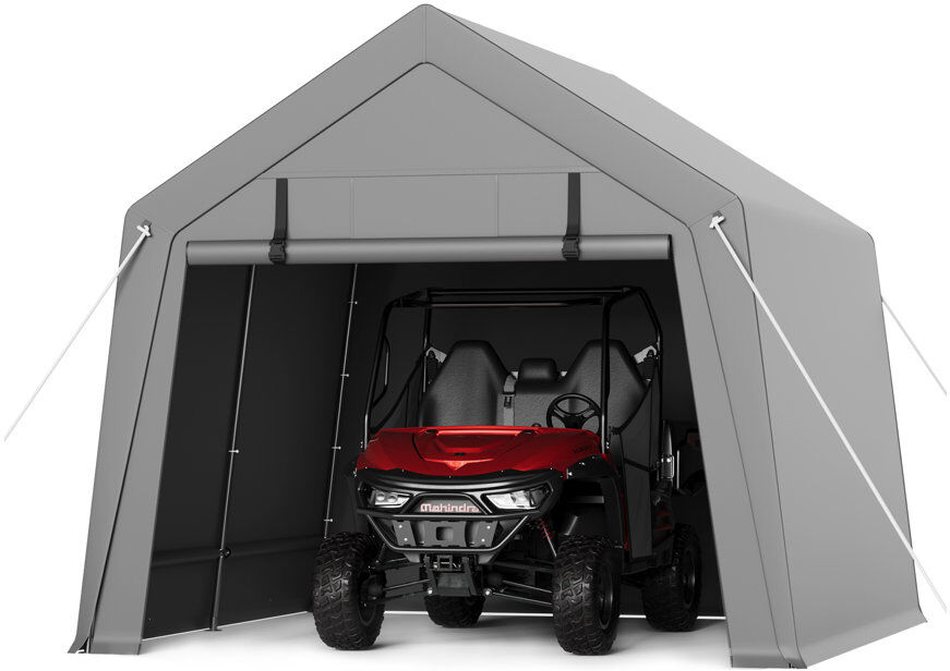 ZACOO Outdoor Storage Shelter Shed – Water-Resistant Portable Garage Tent with Roll-Up Door, Heavy Duty for Motorcycle, Bike, Garden Storage – Foldable Gray 224.3cm H x 304.8cm W x 304.8cm D