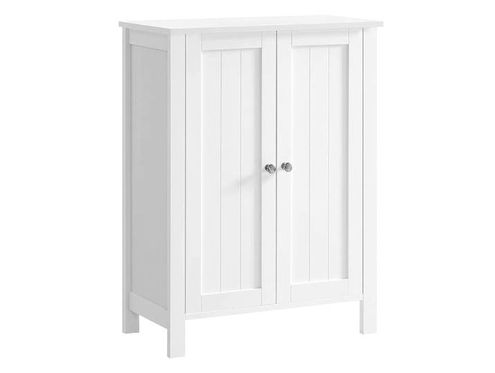 Meuble de salle de bain 2 portes moderne effet bois blanc