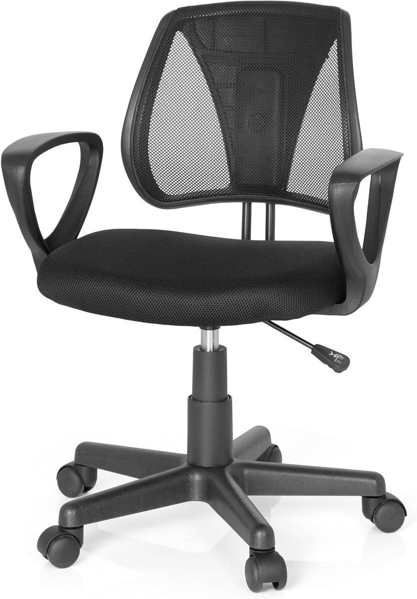 Zwarte kinderbureaustoel - Comfortabele draaistoel voor kinderen - In hoogte verstelbaar - 92 x 58 cm