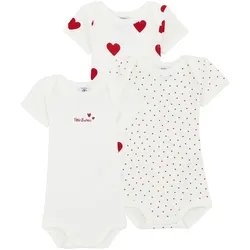 Petit Bateau 3er-Pack Bodys kurzarm Herzen, mehrfarbig, 74