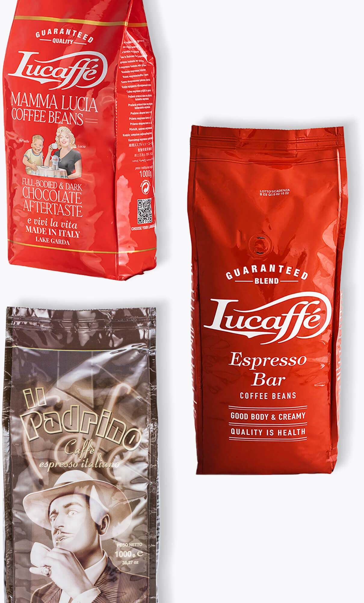 Lucaffé Proefpakket Espresso 3 kg   Hele bonen   Midden-Amerika, Zuid-Amerika, India   Intensieve Italiaanse melanges voor portafiltermachines