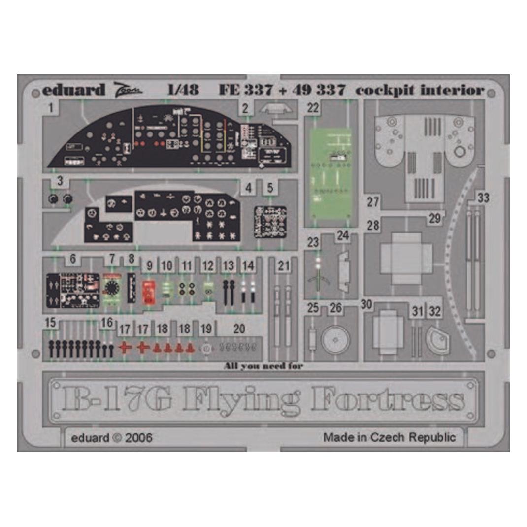 Eduard B-17G Flying Fortress cockpit interior für Revell/Monogram Bausatz (49337)