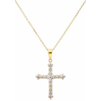 Kreuzkette FIRETTI "Schmuck Geschenk Halsschmuck Halskette Silberkette Kreuz", silber (silber, 925, goldfarben), Halsketten, Damen, Diamanten Silber 925 (Sterlingsilber), L: 45 B: 0,65mm, Diamanten, Silber 925 (Sterlingsilber), Kreuzkette, mit...