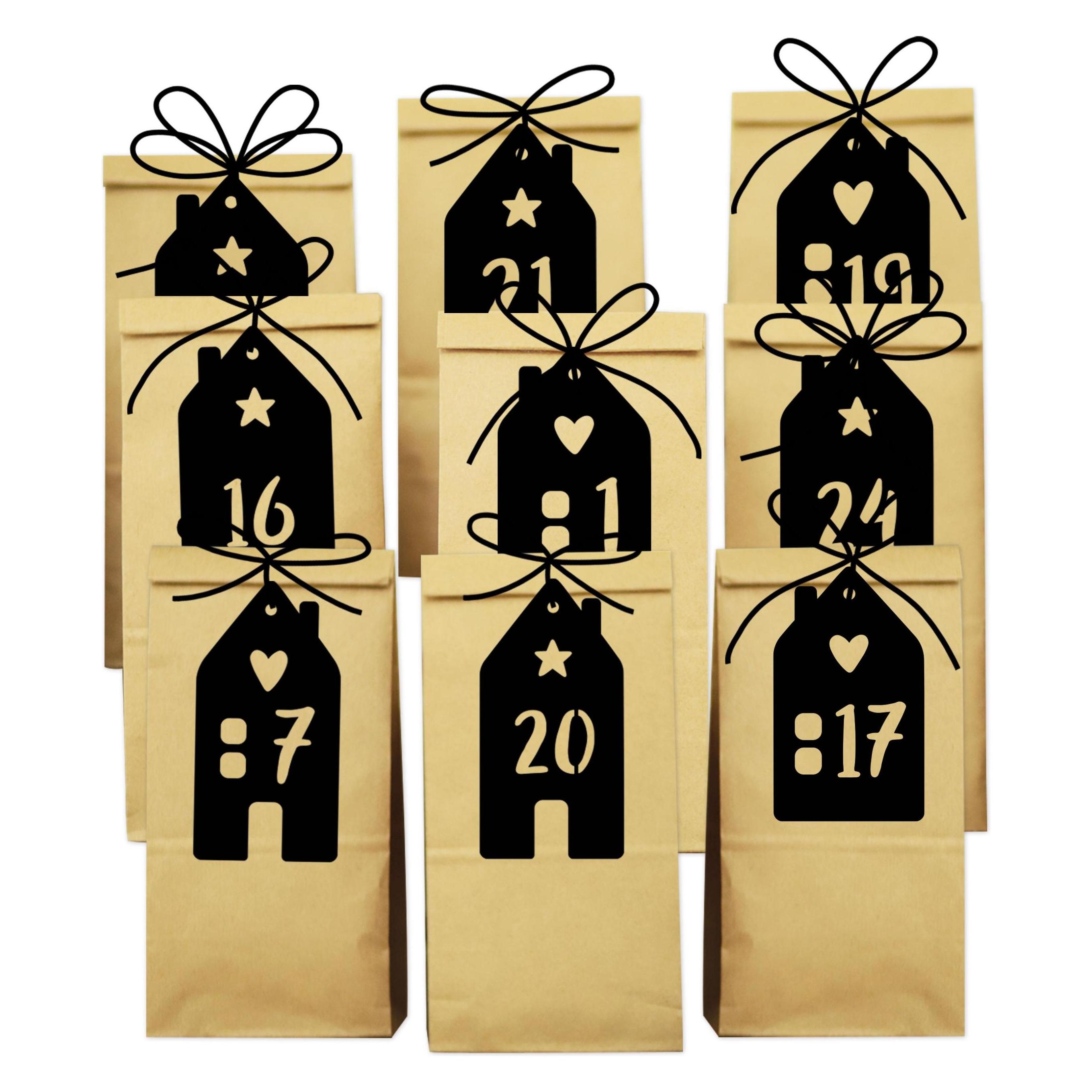 Papierdrachen Adventskalender mit Anhängern - Häuser (24 Türchen) (71721735)