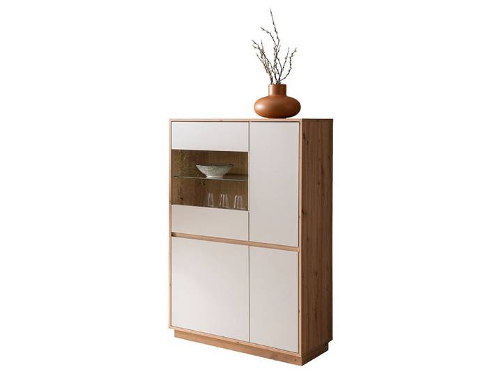 Lomadox Highboard SITTEN-61, 75 cm breit, Eiche mit Kaschmir Beige, 4 Türen