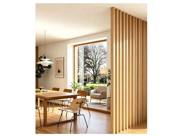 Trennwand Hängend Paravent Raumtrennwand， Wand Trennwand Lamellen Säulen mit verstellbarem Fuß, Wohnzimmer Flur Eingang Restaurant, Einfache Installation(9root,150cm/59.0in/4.92ft)
