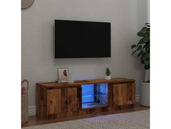 Meuble TV avec lumières LED vieux bois bois d'ingénierie support TV meuble multimédia console TV meuble hifi 856347