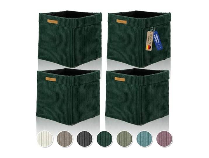 Lycce Kallax Boîtes en tissu de corde\, lot de 4 boîtes de rangement pliables 33 x 33 x H31 cm avec housse en corde amovible et lavable boîtes de rangement adaptées pour l'étagère Kallax en vert