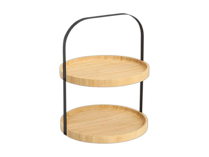 Etagere ZELLER PRESENT Serving tray 25 x 33 cm , braun (bambus, schwarz), Bambus, Servierplatten, Etagere