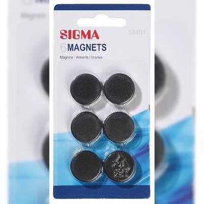 SIGMA Magnete, Polystyren, Ø 2.4 cm, schwarz, 6 Stück