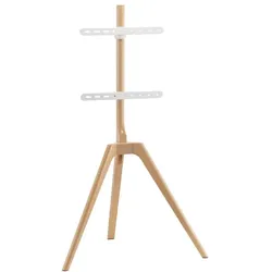 LKD TV-Bodenständer Stativ, Holzoptik, Kabelfixierung, 45" - 65" - Weiss/Holz (40 kg, 45" - 65"), TV Ständer, Weiss, Braun
