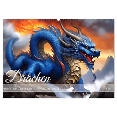 Drachen - Furchterregende und imposante Fabelwesen (Wandkalender 2026 DIN A2 quer), CALVENDO Monatskalender