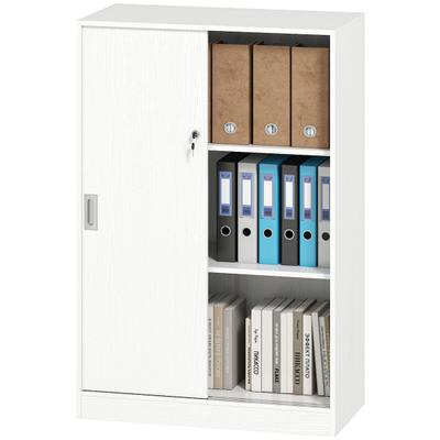 Helloshop26 - Büroschrank 2 Schiebetüren 80 x 40 x 120 cm abschließbar moderne Aufbewahrung aus Spanplatten weiß
