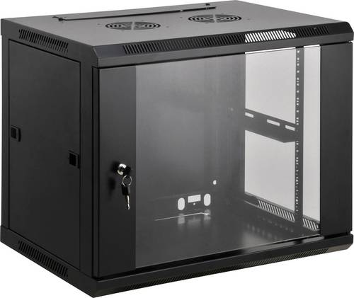 INTELLINET Wandverteiler 12HE 600x450mm schwarz,montiert Multimedia-Technik Wandgehäuse 19