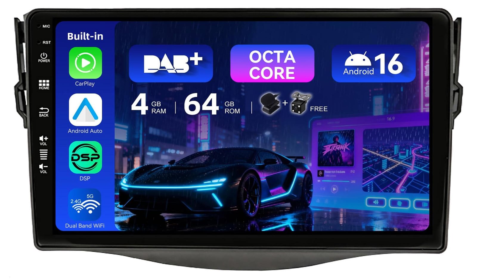 Selius Ingebouwde DAB Autoradio voor Toyota RAV4 (2007-2012) met Android 16