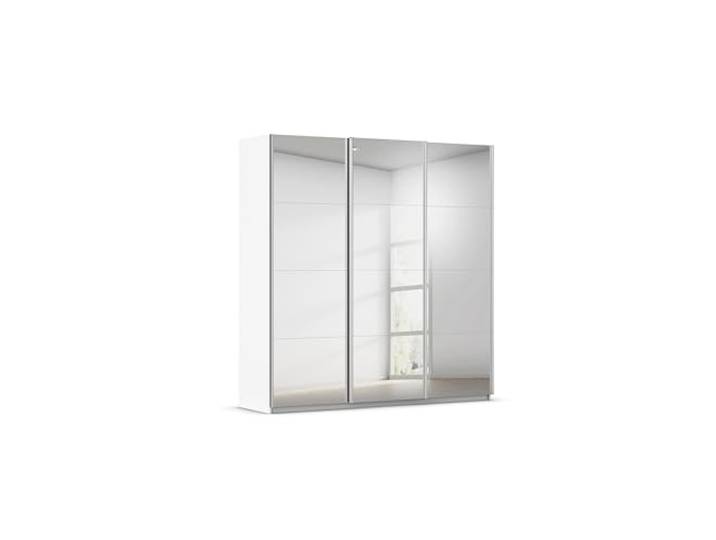 Rauch Möbel KULMBACH, Schwebetürenschrank, Farbe Weiß, Breite 203 cm Kleiderschrank mit Schwebetüren, Schiebetüren, 3-türig, mit Spiegel, Zubehör Basic, Schlafzimmer, Jugendzimmer, Garderobe