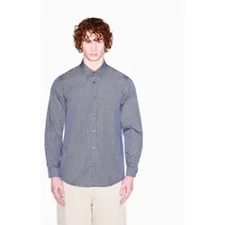 A|X Armani Exchange für Herren. XM002811AF24739FB442 Reguläres Hemd aus Jacquardgarn, marineblau gefärbt (XL), Lässig, Baumwolle, Klassisch,