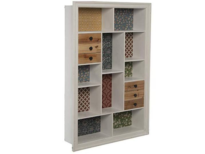 DRW Regal mit 6 Schubladen aus Holz 68 x 17,5 x 103 cm