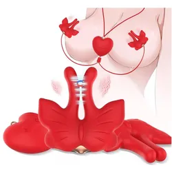 Armony, Vibrator, - Magnetische Nippelklemmen Mit Vibration Schmetterlingsform Rot