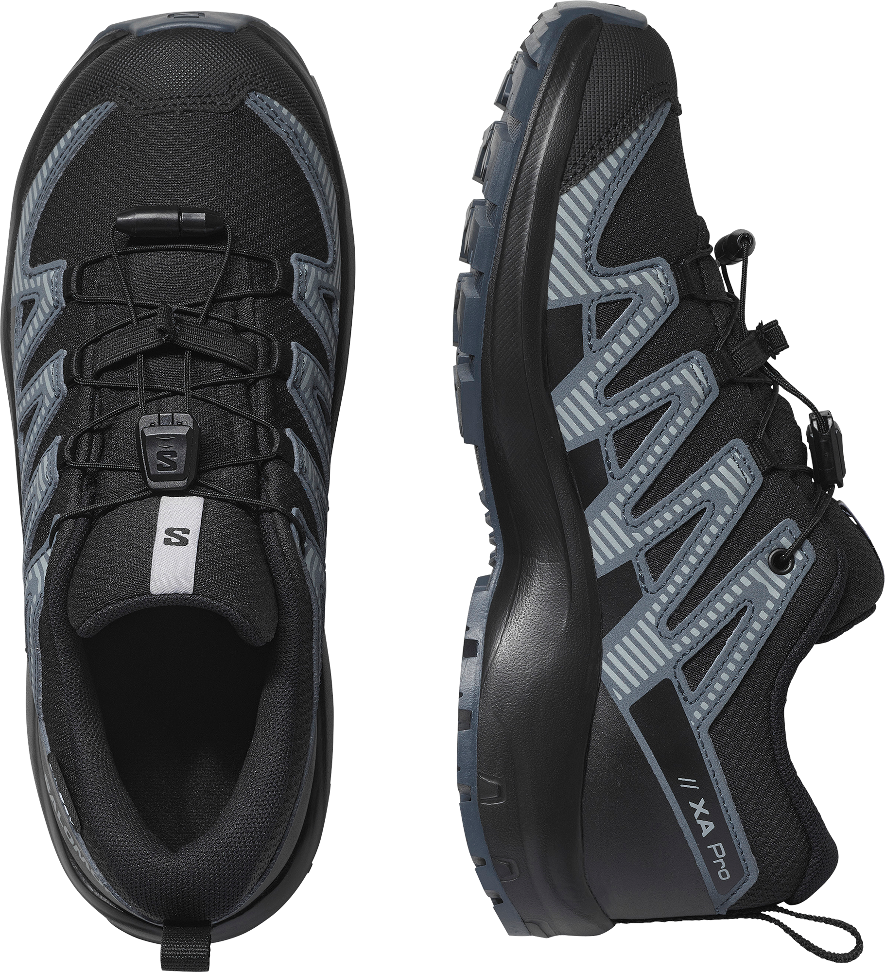 Outdoorschuh SALOMON "XA PRO V8 WP J", Kinder, Gr. 32, Textil, schwarz (schwarz, turbulence, quarry), Synthetik, Textil, Schuhe Outdoorschuh, wasserdicht schwarz, turbulence, quarry 32, Textil
