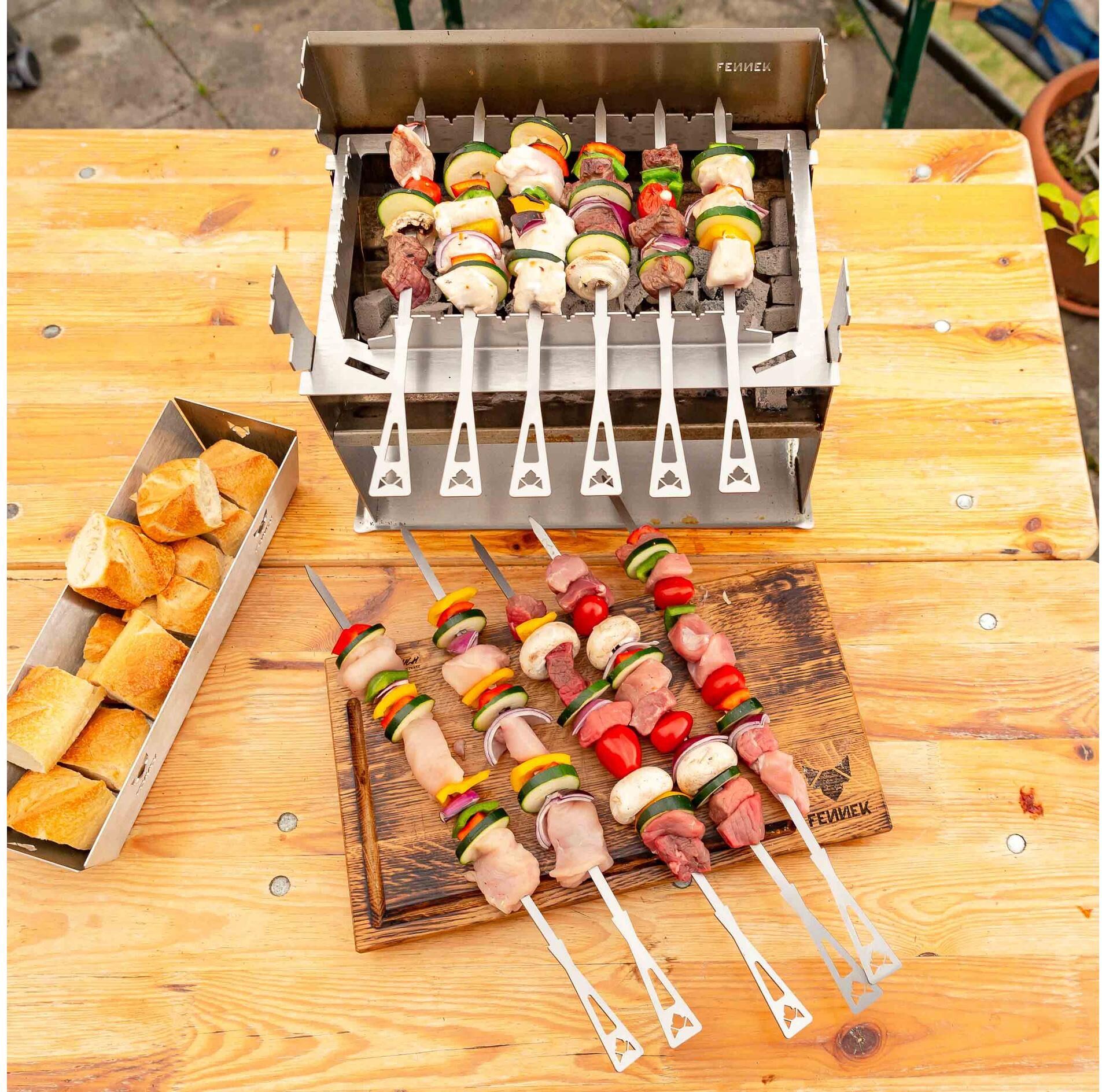 Grillspiess FENNEK GRILL "Grillspiess für FENNEK", silber (silberfarben), Edelstahl, Spiesse, Grillspiess silberfarben Einheitsgröße