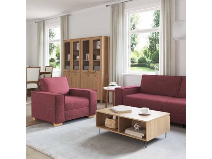 KTHLBRH 3-teiliges Sofa Weinrot 220 x 80 x 84 cm Atmungsaktives Leinen-Mischgewebe, minimalistisches Design, elegantes Set für Wohnzimmer